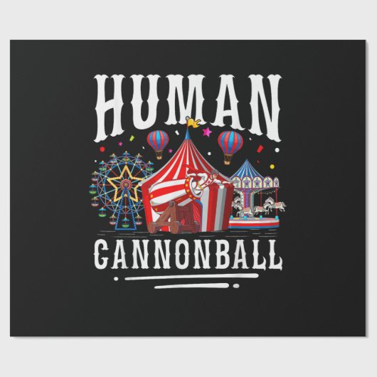 Human Cannonball Circus Carnival ラッピングペーパー (フラット)