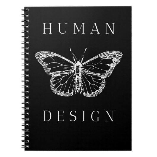 human design black with butterfly ノートブック (正面)