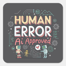 Human Error AI Approved Robot Art スクエアシール