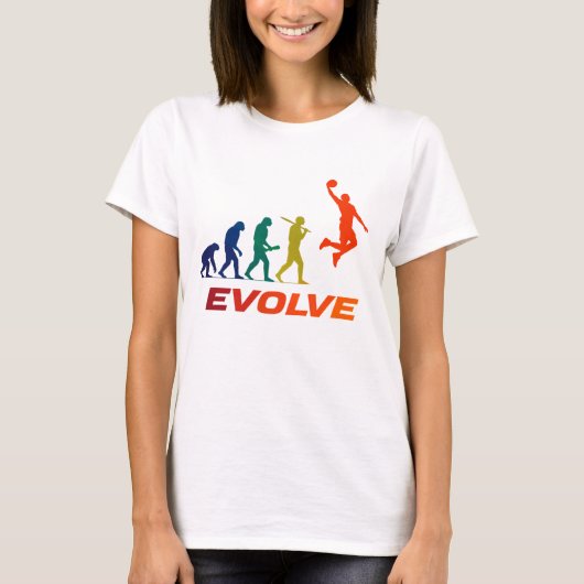 Human Evolution Into Modern Basket Silhouette Tシャツ (正面)