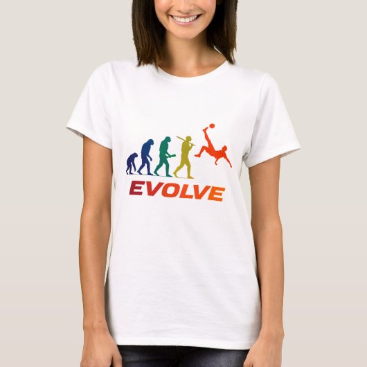 Human Evolution Into Modern Soccer Silhouette Tシャツ (正面)