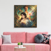 Human Form, Feline Soul – Mystic Cat Wall Art キャンバスプリント (インサイチュ (リビング))