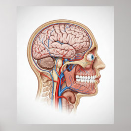 Human Head and Brain Anatomy Science Poster ポスター