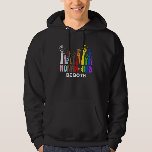 Human Kind Be Both  LGBT Gay Lesbian Pride Rainbow パーカ (正面)