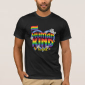 Human Kind Be Both LGBTQ Pride Rainbow Heart Desig Tシャツ (正面)