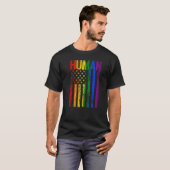 Human Lgbt国旗ゲイプライド月アメリカ国旗Rainbow L Tシャツ (正面フル)