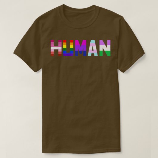 HUMAN LGBT国旗ゲイプライド月経性レインボ Tシャツ (デザイン正面)