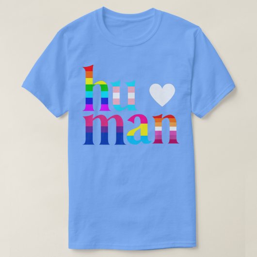 HUMAN LGBT国旗ゲイプライド月経性レインボ Tシャツ (デザイン正面)