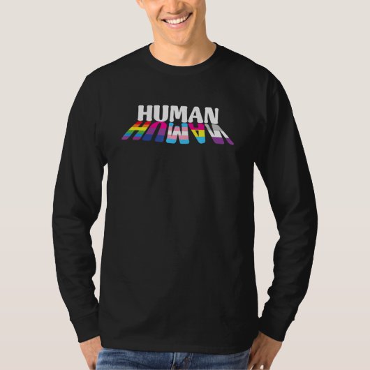 HUMAN LGBT Flag Gay Pride Month Transgender Rainbo Tシャツ (正面)
