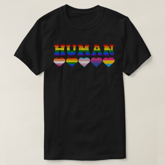 HUMAN LGBTQ国旗ゲイプライド月性転換者 Tシャツ (デザイン正面)