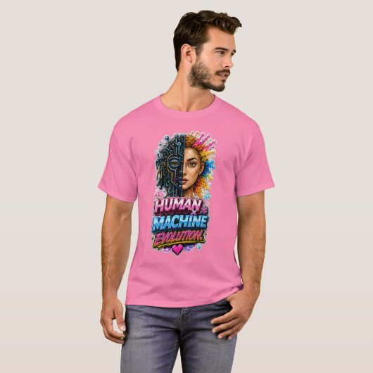 Human Machine Evolution – AIアート Tシャツ (正面フル)