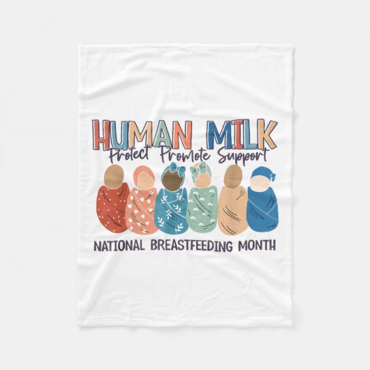 Human Milk Moms Milk S National Breastfeeding Mont フリースブランケット (正面)
