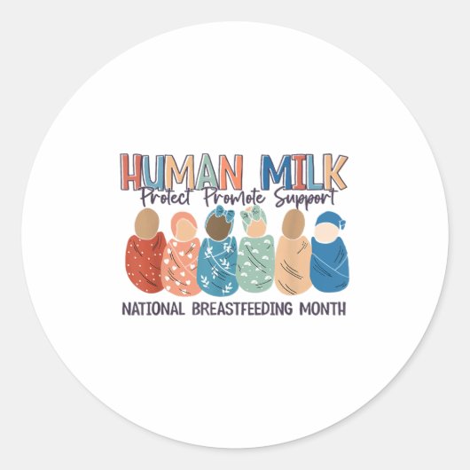 Human Milk Moms Milk S National Breastfeeding Mont ラウンドシール (正面)