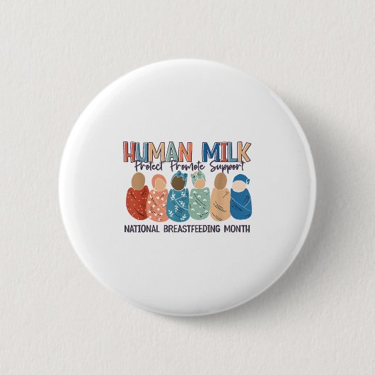 Human Milk Moms Milk S National Breastfeeding Mont 缶バッジ (正面)