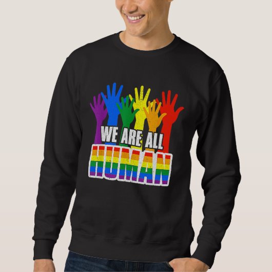 Human Pride Month Rainbow LGBT Flag Lesbian Trans  スウェットシャツ (正面)
