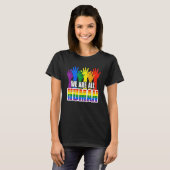 Human Pride Month Rainbow LGBT Flag Lesbian Trans  Tシャツ (正面フル)