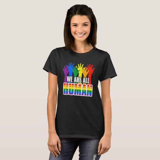 Human Pride Month Rainbow LGBT Flag Lesbian Trans  Tシャツ (正面フル)