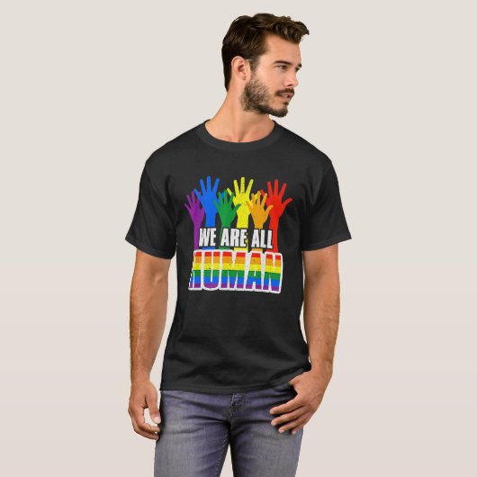 Human Pride Month Rainbow LGBT Flag Lesbian Trans  Tシャツ (正面フル)