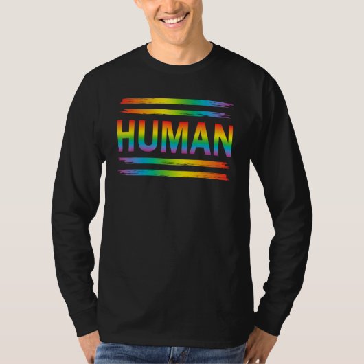 HUMAN Rainbow LGBT Flag Gay Pride Month Lesbian Tシャツ (正面)
