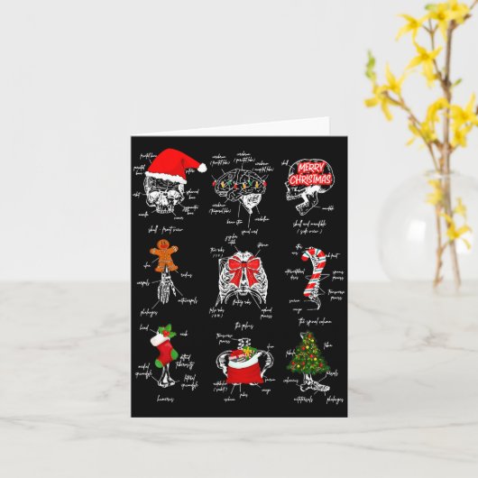 Human Skeleton Anatomy Christmas Medical Student X カード (黄色い花)