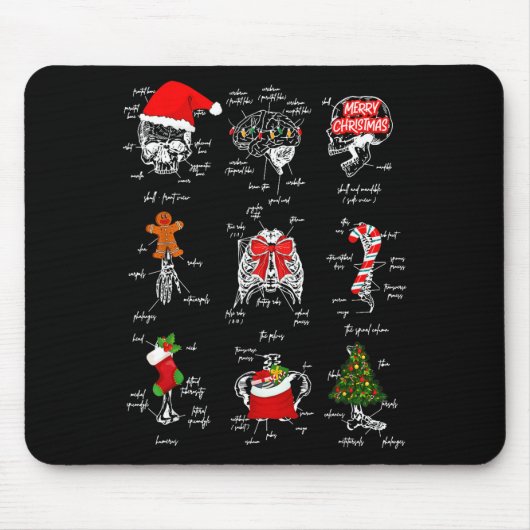 Human Skeleton Anatomy Christmas Medical Student X マウスパッド (正面)