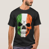 Human Skull Head With Irish Flag Pattern St Patric Tシャツ (正面)
