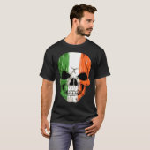 Human Skull Head With Irish Flag Pattern St Patric Tシャツ (正面フル)