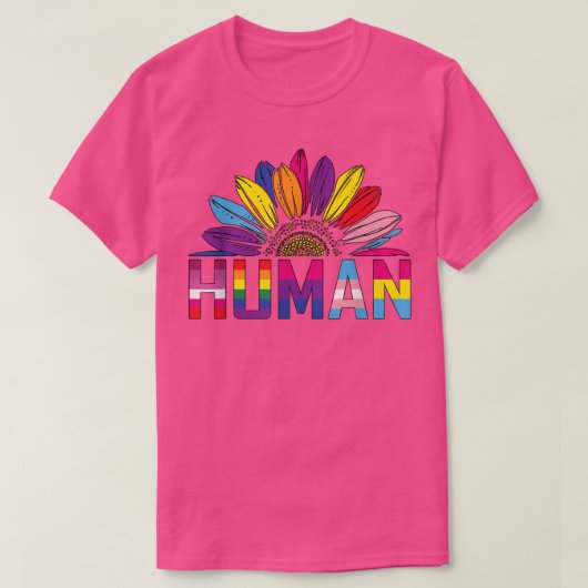 HUMAN Sunflower LGBT Flag Gay Pride Month Proud LG Tシャツ (デザイン正面)