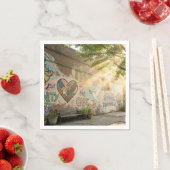 Humanity Symbolic Graffiti On Brick Wall Mural スタンダードカクテルナプキン (インサイチュ)