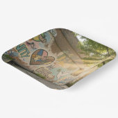 Humanity Symbolic Graffiti On Brick Wall Mural ペーパープレート (傾斜あり)