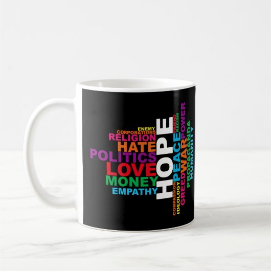 Humanity Word Cloud コーヒーマグカップ (左)