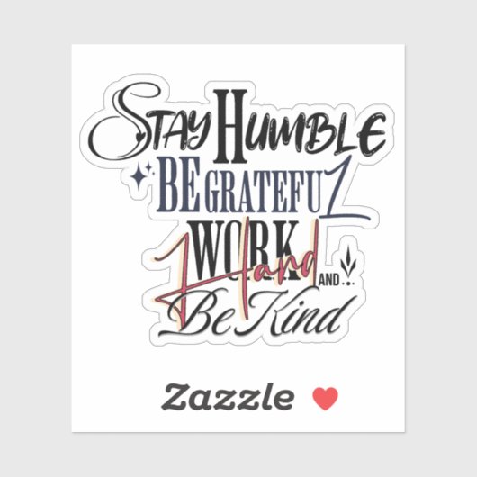 Humble Be Kind Self Improvement Handwritten Quote シール (シート)