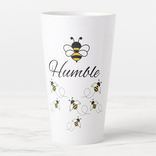 HUMBLE BUMBLE BEE WHITE BLACK CERAMIC 20 OZ. カフェラテマグ (正面)