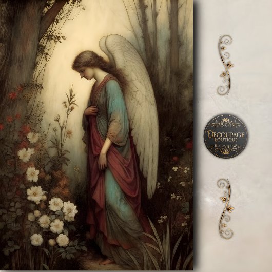 Humble Woodland Angel Floral Prayer Decoupage 薄葉紙
