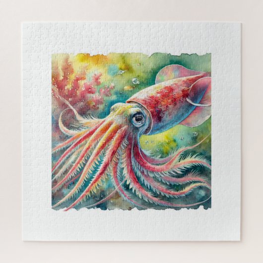 Humboldt squid 240824AREF112 - Watercolor ジグソーパズル (縦)