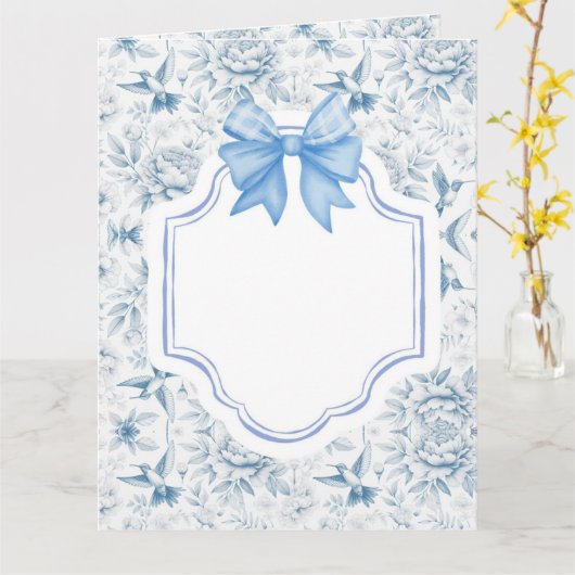 Humingbird Toile Greeting Card カード (黄色い花)