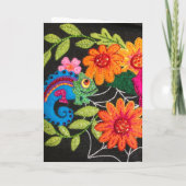 Hummiingbird Felt Sequin Beads Stitched Pretty  カード (裏面)