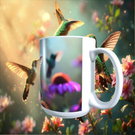 Humming birds love Echinacea 01 コーヒーマグカップ
