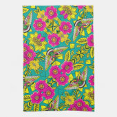 HUMMINGBIRDと花 キッチンタオル (縦)