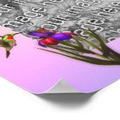 HummingbirdとIrisの花が独自の作成 ポスター (角)