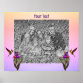 HummingbirdとIrisの花が独自の作成 ポスター (正面)