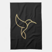 Hummingbirdのモノリンスタイル-金ゴールドオンブラック キッチンタオル (縦)