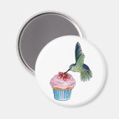 Hummingbirdカップケーキ愛が空中にある マグネット (正面/裏面)