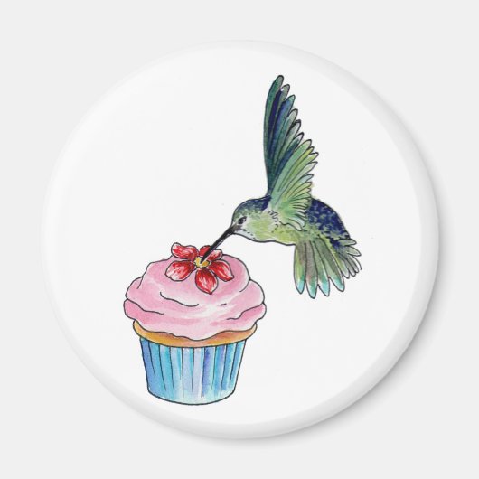 Hummingbirdカップケーキ愛が空中にある マグネット (正面)
