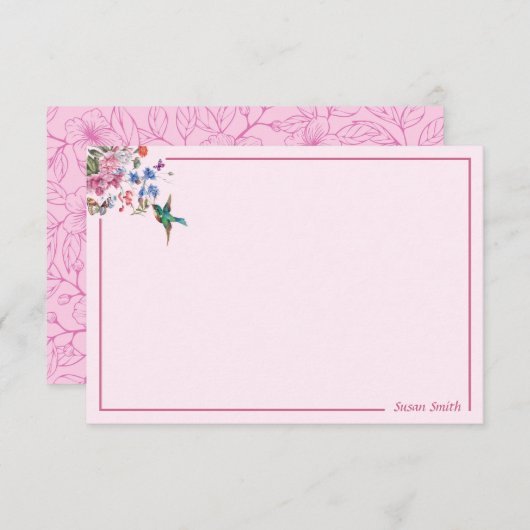 Hummingbirdパーソナライズされたノートカード3.5 x 5 ノートカード (正面/裏面)