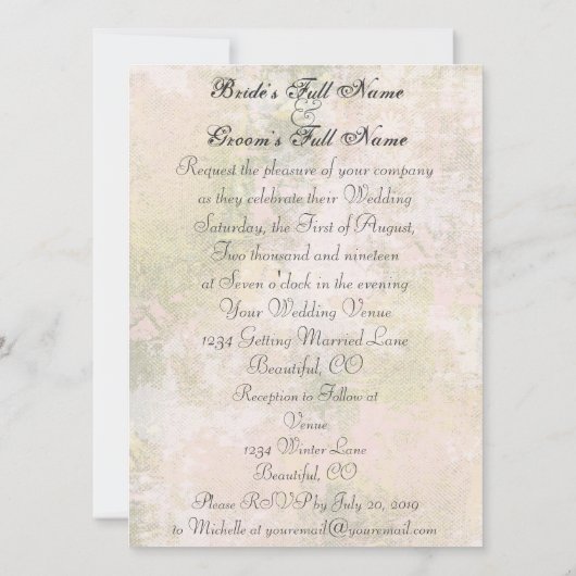 Hummingbirdフローラウェディング招待披露宴&RSVP 招待状 (裏面)