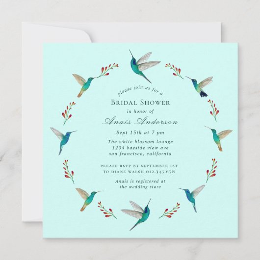 Hummingbirdブライダルシャワー発表 案内状 (正面)
