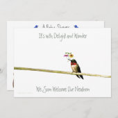 Hummingbirdベビーシャワー招待状男女兼用: 招待状 (正面/裏面)