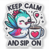 Hummingbird保ステッカーでCalm and おもしろい Sip シール (正面)