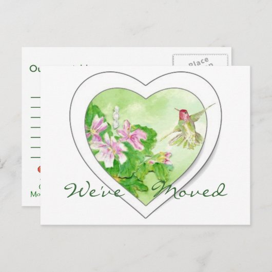 Hummingbird新しいアドレス、新しいホームポストカード 案内ポストカード (正面/裏面)